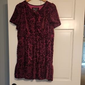 Anthropologie Dark Pink Floral Mini Dress